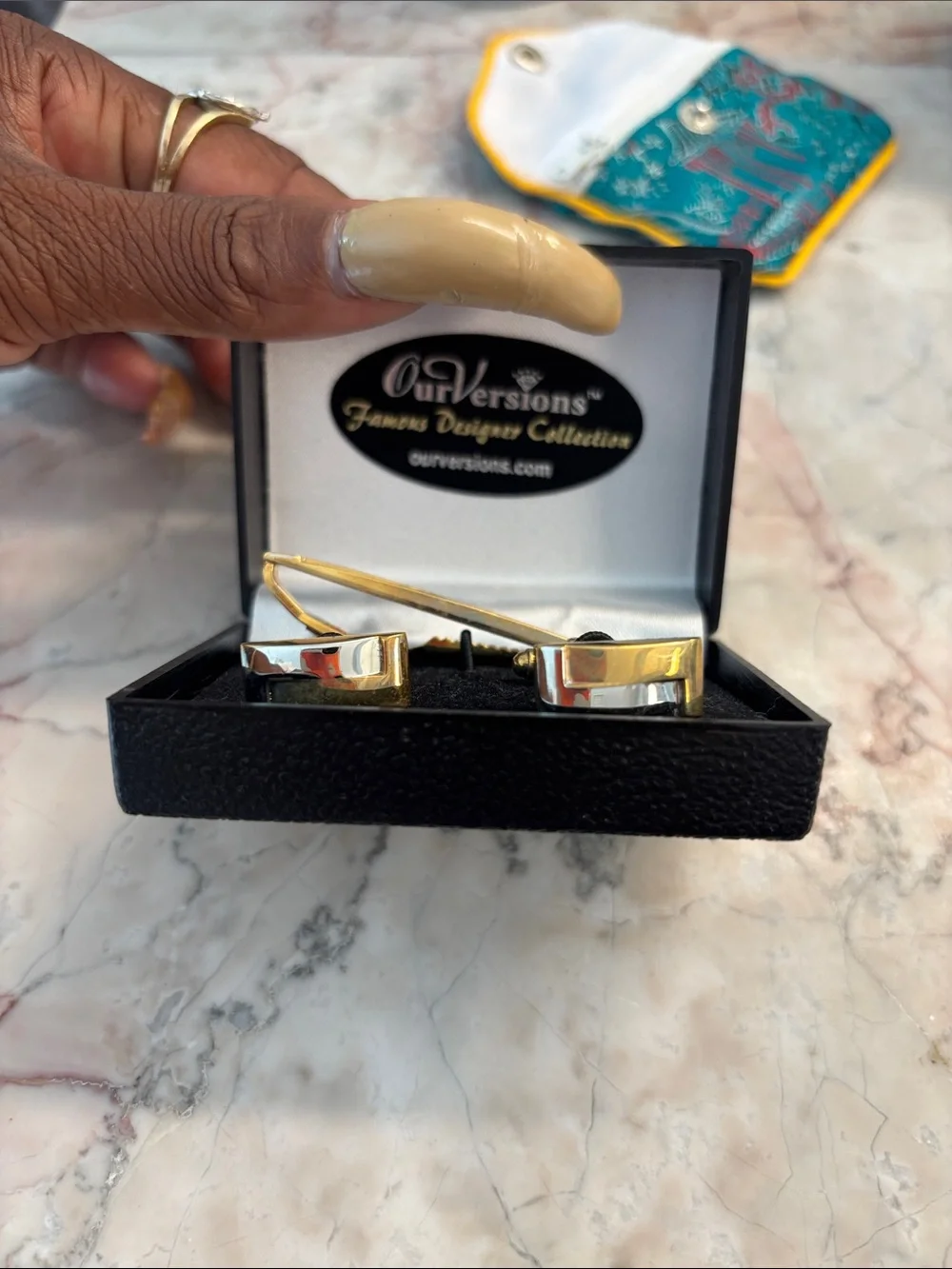Two-Tone Gold & Silver Cufflinks and Tie Clip Set